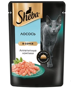 پوچ گربه شبا با سالمون در سس وزن 75 گرم