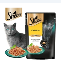 پوچ گربه شبا با مرغ در سس وزن 75 گرم