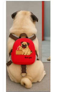 کوله-قلاده سگ پینکی پت همراه با لید سایز متوسط