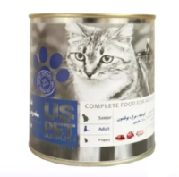 کنسرو گربه بالغ US PET  گوشت گوساله، مرغ و بوقلمون  800 گرم