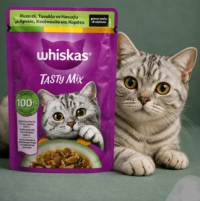 پوچ گربه ویسکاس با طعم مرغ و بره و هویج Whiskas وزن 85 گرم