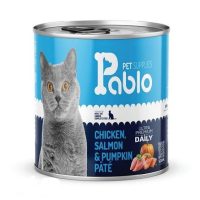 کنسرو گربه بالغ پابلو Pablo اولترا پرمیوم ۸۰۰ گرمی مرغ و سالمون و کدو